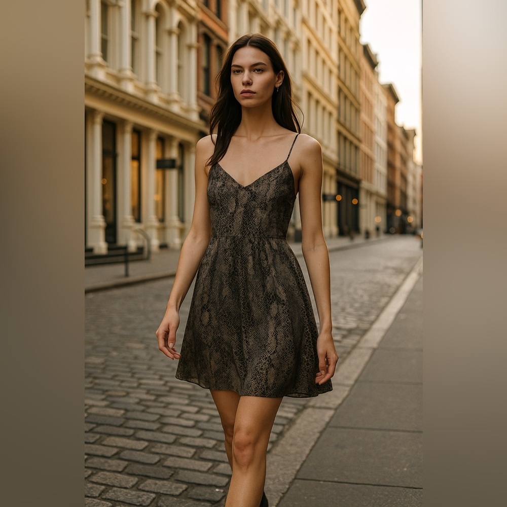 Wilfred Aritzia Silk Snakeskin Bustier Mini Dress Size 0
